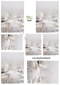 Billede: marker og træer i vintervejr, dan-design, førpris kr. 6,- nupris