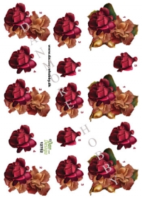 Billede: rød og gyldne blomster, dan-design, førpris kr. 6,- nupris