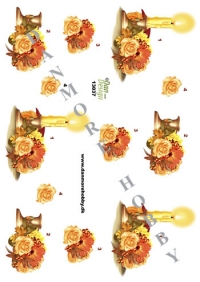 Billede: lys med blomster, dan-design, førpris kr. 6,- nupris