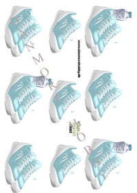 Billede: lyseblå kondisko og vandflaske, dan-design, førpris kr. 6,- nupris