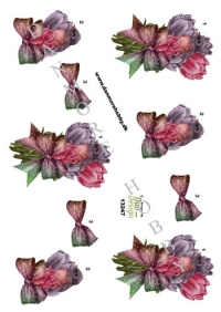 Billede: fugl i blomster med sløjfe, dan-design, tilbud førpris kr. 6,- nupris