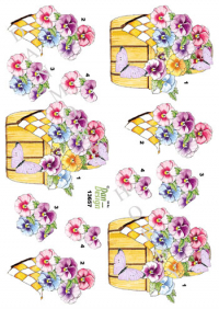 Billede: kurv fyldt med stedmoderblomster, dan-design