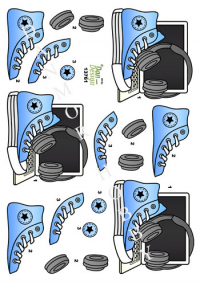 Billede: computer, headset og converse til en dreng, dan-design