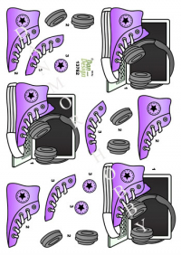Billede: computer, headset og converse til en pige, dan-design