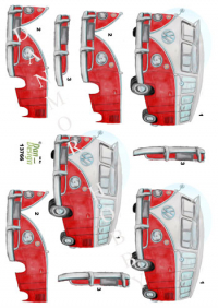 Billede: rød/hvid VW-kleinbus, dan-design