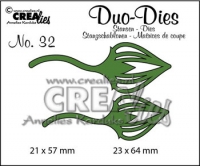 Billede: skæreskabelon Dies Crealies Duo Dies nr.32,  blomsterstand, 21x57mm - 23x64mm, førpris kr. 50,- nupris 
