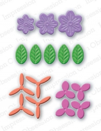 Billede: skæreskabelon blomster og blade, 0,9x1,1cm - 1,7x1,7cm, io-die 047-j, førpris kr. 77,- nupris
