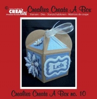 Billede: skæreskabelon æske med afrundende flapper, Dies Crealies Create A Box CCAB 10, færdigt mål ca. 5,5x10cm. førpris kr. 120,00, nupris
