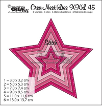 Billede:  skæreskabelon 5-takket stjerne med piercing, CLNestXXL 45 stiplet stjerne, crea-lies, førpris kr. 166,- nupris