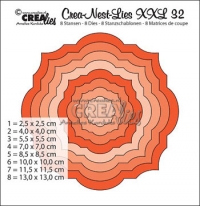 Billede: skæreskabelon Crealies Crea-Nest-Lies XXL 32, fra 2,5x2,5cm til 13x13cm, førpris kr. 158,00, nupris