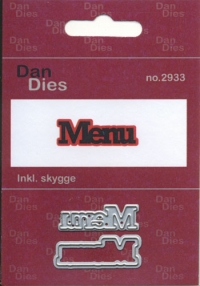 Billede: skæreskabelon Menu med skygge, m/skygge 3,5x1,2cm, dan-dies, førpris kr. 38,- nupris