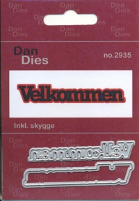 Billede: skæreskabelon Velkommen med skygge, m/skygge 6,5x1,2cm, dan-dies, førpris kr. 46,- nupris