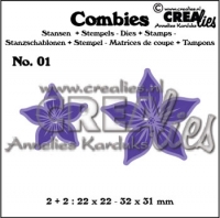 Billede: skæreskabelon og stempel, Dies Crealies + stempel Combies CLCB01, 2 + 2: 22 x 22 - 32 x 31 mm, førpris kr. 60,- nupris