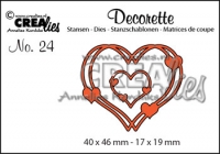Billede: skæreskabelon flere hjerter sammen, Dies Crealies Decorette CLDR24, 40 x 46 - 17 x 19 mm, førpris kr. 50,- nupris