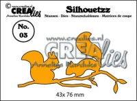 Billede: skæreskabelon 2 egern på gren, Dies Crealies Silhouetzz CLSH 03, 43x76mm