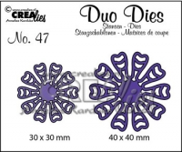 Billede: skæreskabelon 2 blomster, Dies Crealies Duo Dies CLDD 47, 30x30mm - 40x40mm, kan bruges sammen med d3153, førpris kr. 50,- nupris