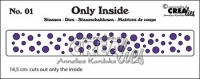 Billede: skæreskabelon små runde huller, det er kun hullerne der bliver skåre ud, Dies Crealies Only Inside 01 CLOI01, ca. 14,5x2cm, førpris kr. 48,- nupris