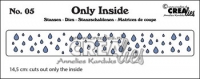 Billede: skæreskabelon små dråbe huller, det er kun dråberne der bliver skåret ud, Dies Crealies Only Inside 05 CLOI05, ca. 14,5x2cm