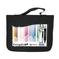 Billede: Graphit marker 24stk. i opbevaringstaske, Manga colors, GI00241, Alcohol based marker - dobbeltspids, førpris kr. 448,- nupris