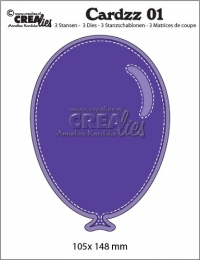 Billede: skæreskabelon ballon med baggrund, Dies Crealies Cardzz 1, førpris kr. 84,- nupris