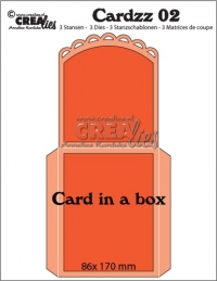 Billede: skæreskabelon Dies Crealies Cardzz no. 2, Card in a box, 86x170mm, 3 dies, førpris kr. 84,- nupris