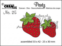 Billede: skæreskabelon Dies Crealies Partz 25 CLPartz25, 2 jordbær, 33 x 42 mm - 25 x 30 mm, førpris kr. 60,- nupris