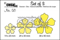 Billede: skæreskabelon 3 blomster, Dies Crealies Set of 3 50 CLSet50, 20 - 30 - 40 mm, passer sammen med d3241
