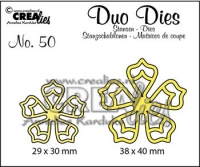 Billede: skæreskabelon 2 blomster, Dies Crealies Duo Dies 50 CLDD50, 29 x 30 mm - 38 x 40 mm, passer sammen med d3240
