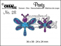 Billede: skæreskabelon 2 guldsmede, Dies Crealies Partz 28 CLPartz28, 36 x 38 - 24 x 24 mm