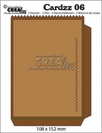 Billede: skæreskabelon 108 x 152 mm / kortpose - gavepose,  Dies Crealies Cardzz 06 CLCZ06, førpris kr. 86,- nupris