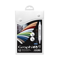 Billede: Graphit Brush & Extra fine,12 stk. i opbevaringsboks, Urban, Alcohol bas. marker dobbeltspids, førpris kr. 230,- nupris