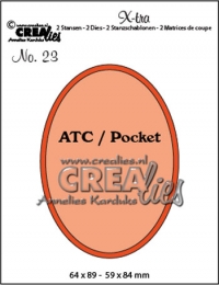 Billede: skæreskabelon ATC/Pocket rammer, Dies Crealies X-tra 23, førpris kr. 60,- nupris