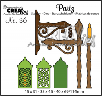 Billede: skæreskabelon lanterne til ophæng, Dies Crealies Partz, CLPartz36, 5 x 31 - 35 x 45 - 40 x 69/1, førpris kr. 60,- nupris 