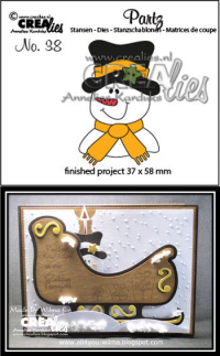Billede: skæreskabelon snemandshoved, Dies Crealies, CLPartz38 / 37 x 58 mm, førpris kr. 60,- nupris 