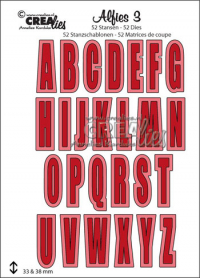 Billede: skæreskabelon alfabet med skygge, Dies Crealies Alfies 3, 33 - 38 mm  