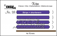 Billede: skæreskabelon 9 stribes, Dies Crealies X-tra 38 CLXtra38 set B, 4 stk ca, 0,5 x 70 mm, førpris kr. 60,- nupris