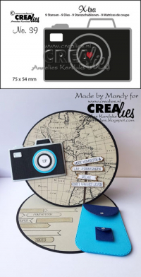 Billede: skæreskabelon lille kamera, Dies Crealies X-tra 39 CLXtra39 camera, 75 x 54 mm, førpris kr. 60,- nupris