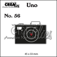Billede: skæreskabelon lille kamera, Dies Crealies Uno 56 Uno56 kamera, 45 x 33 mm, førpris kr. 40,- nupris 