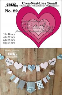 Billede: skæreskabelon hjerter,Dies Crealies Crea-Nest-Lies Small 22 hjerter, CNLS22 max. 80 x 74 mm 