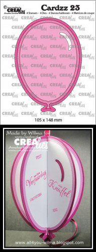 Billede: skæreskabelon stor ballon, Dies Crealies Cardzz 23 CLCZ23 ballon, 105 x 148 mm, 4 dies, førpris kr. 88,- nupris