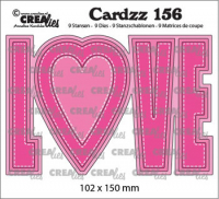 Billede: skæreskabelon LOVE med dobbeltskygge, Dies Crealies Cardzz 156 CLCZ156 LOVE, 102 x 150 mm 