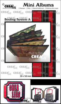 Billede: skæreskabelon rygbinding til mini-album, Dies Crealies Mini Album 1 CLMA01, 59 x 165 mm, skal bruges sammen med d3402 