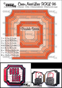 Billede: skæreskabelon sider til mini-album, Dies Crealies Crea-Nest-Lies XXL 96, Max. 13 x 13 cm, kan bruges sammen med d3400, førpris kr. 176,- nupris
