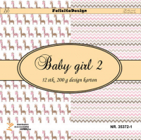 Billede: Ark 13,5x13,5 cm, 200g, 2 design 6 stk. af hver, Baby girl 2, 35372-1, førpris kr. 16,- nupris