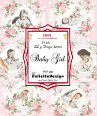 Billede: Toppers 9x9cm 18stk 200g design karton Baby girl, FelicitaDesign, førpris kr. 16,- nupris