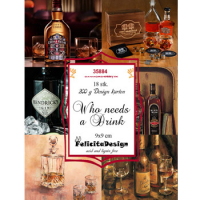 Billede: Toppers 9x9cm, 18 stk., 6 designs, 200g, Who needs a Drinks, FelicitaDesign