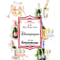 Billede: Toppers 9x9cm, 18 stk., 3 x 6 designs, 200g karton, Champagne, FelicitaDesign 