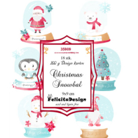Billede: Toppers 9x9cm, 18 stk., 200g design karton, Christmas Snowbal, FelicitaDesign