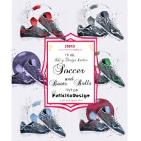 Billede: Toppers 9x9cm, 18 stk., 200g design karton, Soccer Boots and Balls , FelicitaDesign 