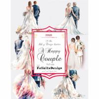 Billede: Toppers 9x9cm, 18 stk., 200g design karton, A Happy Couple, FelicitaDesign